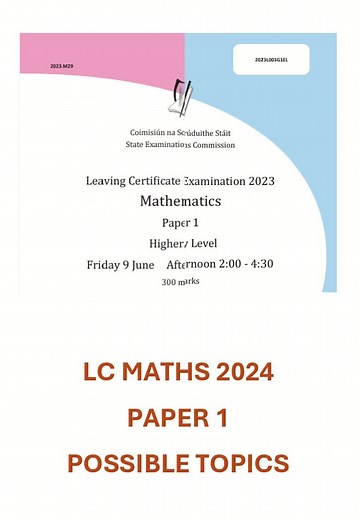 Leaving Cert Maths 2024 Paper 1 Possible Topics Revealed