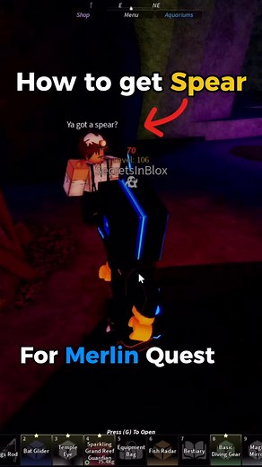 This is how to get a spear in Fisch for the new Merlin Quest  Fisch...