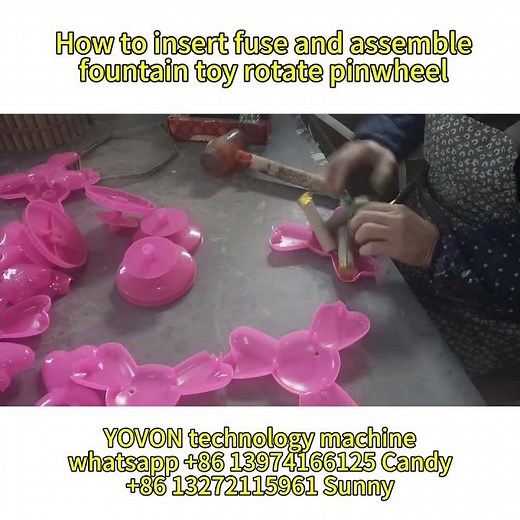 how to insert fuse and assemble fountain fireworks toy rotate pinwheel