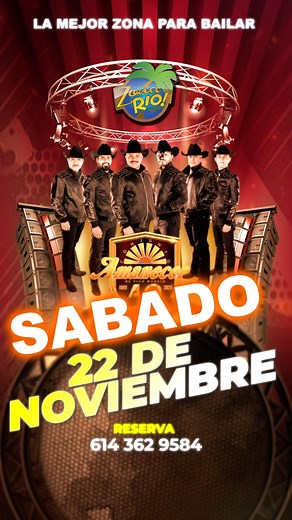 🔥 Este 22 de noviembre Zona Río se enciende con Conjunto Amanecer 🔥 Además de todos sus éxitos, llegan con material nuevo y el lanzamiento de su canción “Fingiéndoles Cariño”. Una noche especial, con la energía y el estilo que los distingue. 📲 Reserva tu mesa al 614 362 9684 | Zona Rio Rodeo