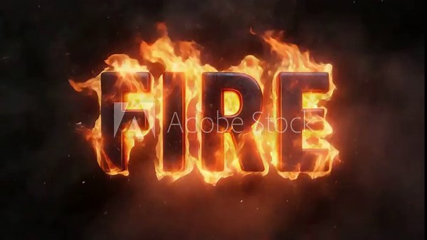 Flaming text that reads fire on a dark smoky background