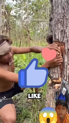 Orang ini menemukan sesuatu yang aneh di batang pohon