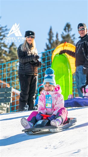 The Sledding Hill at Angel Fire Resort is open and packed with great snow! Thanks to our hardworking team moving in a hidden reserve, the runs are slick, speedy, and ready for nonstop excitement! Open weekends and holidays 10 AM – 4 PM for kids 12 and under, no reservation necessary. | Angel Fire Resort