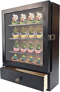 11×14 Wood Shadow Boxes Display Cases with Removable Shelves and Drawers,Shadow Box Picture Frames Deep ,Memory Boxes for Keepsakes for Display The Pictures, Collections, Medals, Bouquet (Black)