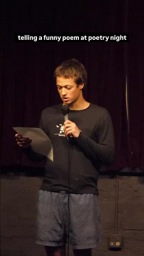 telling a funny poem at poetry night