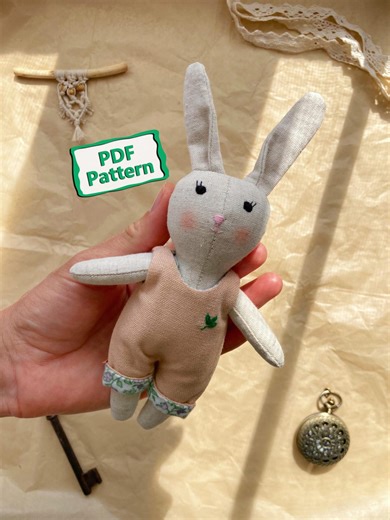Rabbit Sewing Pattern PDF, Mini Fabric Bunny Doll, Linen Stuffed Animal Tutorial, Soft Toy - Etsy