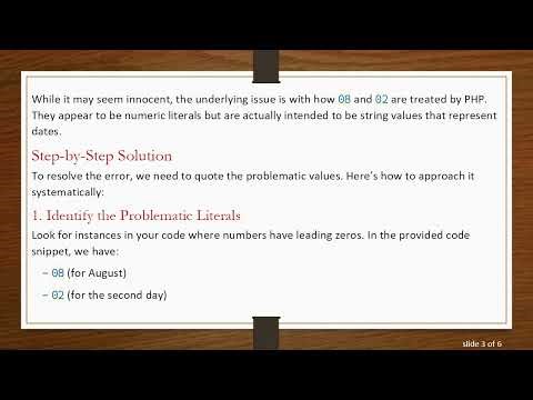 Fixing the Unvalid numeric literal Error in PHP