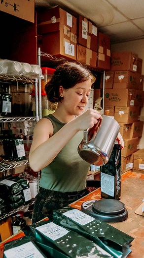 Meet Rain, one of the friendly faces behind the beans at Coffee Corral! ☕ Today she’s bagging up our boldest brew: Sumatra! It’s our darkest roast and a customer favorite, so much so that she had to try a cup herself (and gave it a thumbs up!). From our 5-pound bags to the shelf-ready 16oz size, every one is hand-packed right here in Red Bank. Whether you’re grabbing one to grind at home or having us prep it for your brew style, know that it’s fresh, local, and Corral-crafted. Stop in and try Su