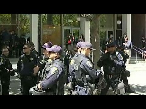 Berkeley protests underway as police line streets