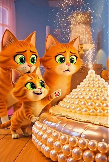 Cute Cat Family Surprise 😱 Pearl Bed to Candy Slide | Funny Kids Cartoon Story