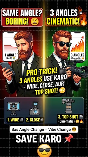 3 Camera Angles That Make Your Video Cinematic 🎬🔥 | Pro Video Trick #Shorts