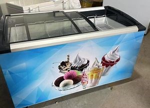[Hot Item] 10.8 Cube Feet Capacity DC Green Energy Top Glass Door Ice Cream Freezer