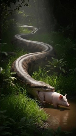 “Anaconda Eats Pig in Jungle | Realistic AI Short” #anaconda #ai #wildlifeshorts