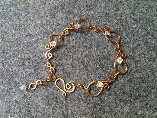 How to make wire jewelery - bracelets inspired by peacock feathers motifs 131