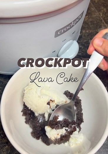 Crockpot Lava Cake Ingredients:Cake Base- - 1 15.25 ounce Box of Chocolate Cake Mix- 1/2 Cup Vegetable Oil- 3 Eggs- 1 1/4 Cup of MilkPudding Portion - - 1 3.9 ounce Box of Instant Pudding - 2 Cups of Milk- 1 12 ounce Bag of Semi-Sweet Chocolate ChipsTopping- - Vanilla Ice Cream Directions:• Spray crockpot with nonstick spray or use a crockpot liner• In a large bowl combine cake mix, oil, eggs and and milk and whisk until smooth with a hand mixer.• Pour cake mixture into crockpot• In a medium siz