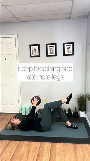 Supine marches with ball squeeze
