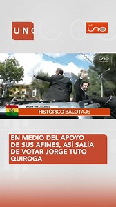 #UnoDecide l En medio del apoyo de sus simpatizantes y acompañado por su compañero de fórmula, así salía de votar el candidato Jorge Tuto Quiroga, de su recinto electoral ubicado en la zona sur de La Paz. Visita reduno.com.bo #RedUno #Elecciones #Bolivia | Red Uno de Bolivia