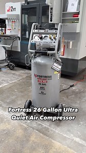 The #Fortress 26 Gallon Ultra Quiet #AirCompressor is up to 80% quieter than other workshop compressors at an impressive 69 dB…about the same noise level as a normal conversation. Available only at Harbor Freight! #HarborFreight | Harbor Freight