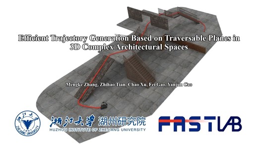 Trajectory Generation Based on Traversable Planes in 3D Architectural Spaces