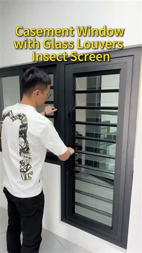 Casement Window with Glass Louvers & Insect Screen #aluminumwindows #factory #windows #home