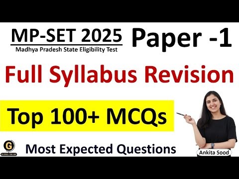 Full Syllabus Mock Test for MP SET 2025 | Paper 1 Most Expected MCQS Preparation