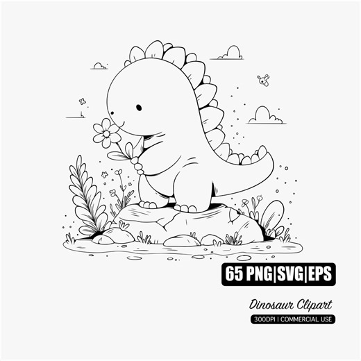 Cute Dinosaur Clipart SVG PNG Bundle for Cricut Kids Dinosaur SVG Cut Files Baby Dino Illustration Digital Download - Etsy