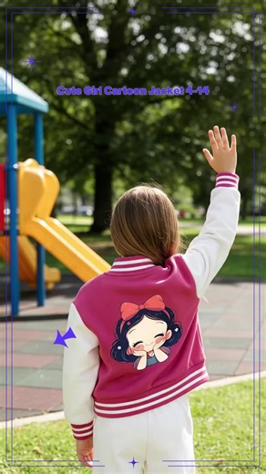 Cute Girl Cartoon Print Baseball Jacket, 4-14 Years, Colorblock No Pocket, Spring Fall Casual, Youth Trendy Sportswear, Kids Gift #winterjacketttiktokshopholidayhaul #adidaschinesenewyearjacket #childrenswear #kidsjacket #kindergartenfashion #babygirlvalentinesoutfit #kidsvalentinesoutfit #pastellevarsityjacket #cuteoutfitsforschool #kidslocstyles
