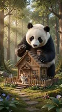 Panda Builds a Mini House for Mimi the Super Tiny Cat