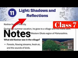 Class 7 Science Curiosity Chapter 11 | Light: Shadows and Reflection | Full Chapter Notes