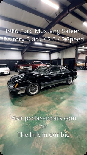 For Sale: 1986 Ford Mustang Saleen / Factory Black / 5.0 / 5 Speed Click the link to view this vehicle on our website: https://www.pcclassiccars.com/inventory/1986-ford-mustang-saleen-factory-black-5-0-5-speed | PC Classic Cars