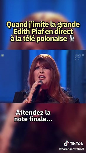 Voici mon imitation d’Edith Piaf à la télé polonaise, en direct de l’opéra national. La réaction du public était complètement dingue, j’ai cru que j’allais pleurer sur scène…. Un moment inoubliable! Je vous publie très vite d’autres extraits 📺 #piaf#imitation#cover#direct#tv#pologne#singing#frenchtouch#impression#pourtoi#fyp#fypシ