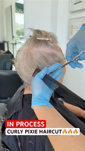 IN PROCESS SHORT CURLY PIXIE HAIRCUT! 🔥🔥🔥✂️ #haircutting #curlyhair #pixiehaircut #shorthair