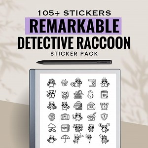 Remarkable E-ink Tablet Stickers Kit: Detective Raccoon Notes Bundle - Etsy