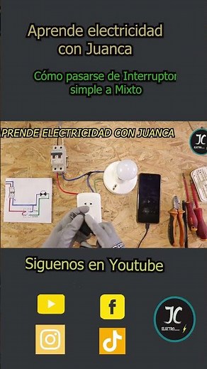 Cómo pasar de interruptor Simple a Mixto#aprendaelectricidadbasica #electrica #electricidadbasica
