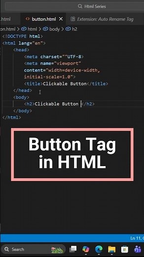 Make a Clickable Button in HTML in 30 Seconds! #HTML #js #Coding #shorts #webdevelopment #onclick