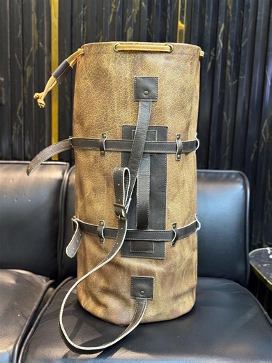 Handmade Leather Duffle Bag for Traveling, Motorbike Travellers, Rugged Biker Luggage - Etsy