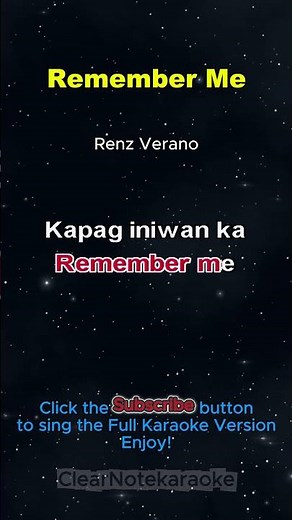 Remember Me - Renz Verano l Short Karaoke #karaoke #music #clearnotekaraoke