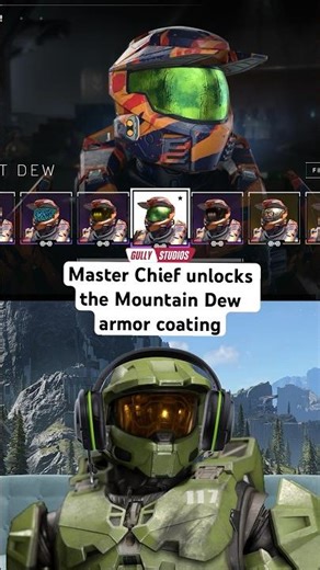 Master Chief unlocks the Mountain Dew armor coating #halo #haloinfinite #masterchief #mountaindew