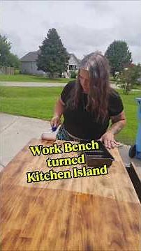 Work Bench turned Kitchen Island #diy #homeimprovement #mom #kitchen #diylifehacks #diyers