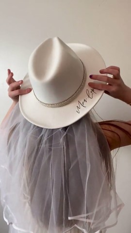 Hat With Veil, Bride Hat With Veil, Fedora Hat for Bride, Personalized Bride Hat, Hat W/ Veil for Bachelorette, Cowgirl Hat With Veil, Bride - Etsy