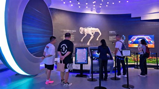 Witness visitors learning about AI robot dog systems in China museum