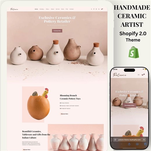 Handmade Ceramics Pottery Shopify Theme, Minimal Clay Pot Store Template, Artisan Home Decor Ecommerce Theme, Drag & Drop Shopify Template - Etsy Australia
