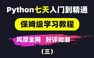 Python七天入门教程，完全保姆级教学，简直惊艳到我~太感动了！（三）