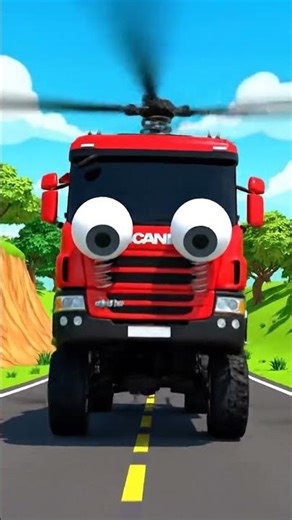 Let's Watch the RED Truck Try to Fly! ❤️🚛 #jcb #automobile #cartoon #kidscartoon