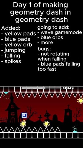 day 1 of making geometry dash in geometry dash #geometrydash #gd #viral #programming #coding