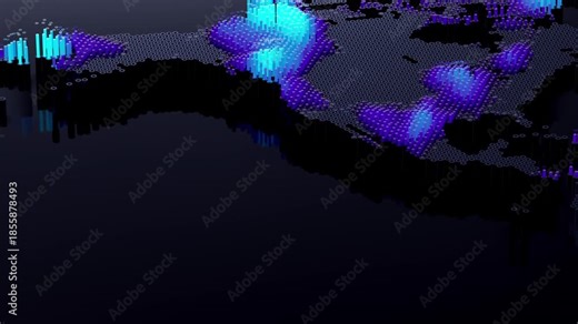 Abstract 3D Digital Voxel World Map VJ Loop