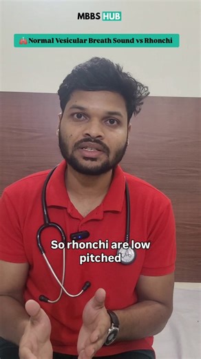 MBBS HUB : Dr. Madhusudan Deep on Instagram: "🫁 Normal Vesicular Breath Sound vs Rhonchi 🎧 Can you tell the difference by just listening? 👂 Understand this key concept before your next respiratory case! 👨‍⚕️ #MBBSHub #BreathSounds #VesicularBreathSound #Rhonchi #RespiratorySystem #ClinicalSkills #MedStudentIndia #MBBSLife #MedicineMadeEasy #LungAuscultation #MedReels #DoctorsOfIndia #ClinicalPosting"