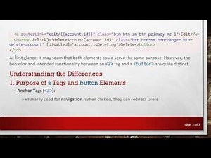 Understanding the Use of a Tags vs button in Angular Applications