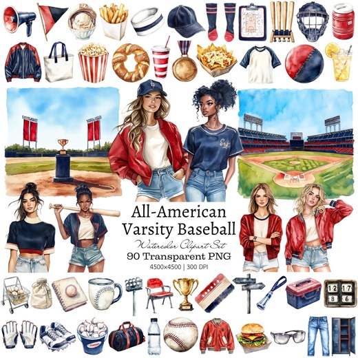 Baseball Clipart Stadium Varsity Sports Watercolor Png Set Baseball Art Fan Graphics Team Game Elements Digital Planner Sport Sticker Bundle - Etsy Australia