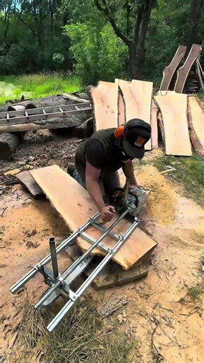 Chainsaw milling cherry crotch slabs with my Granberg Alaskan Mill for future woodworking projects